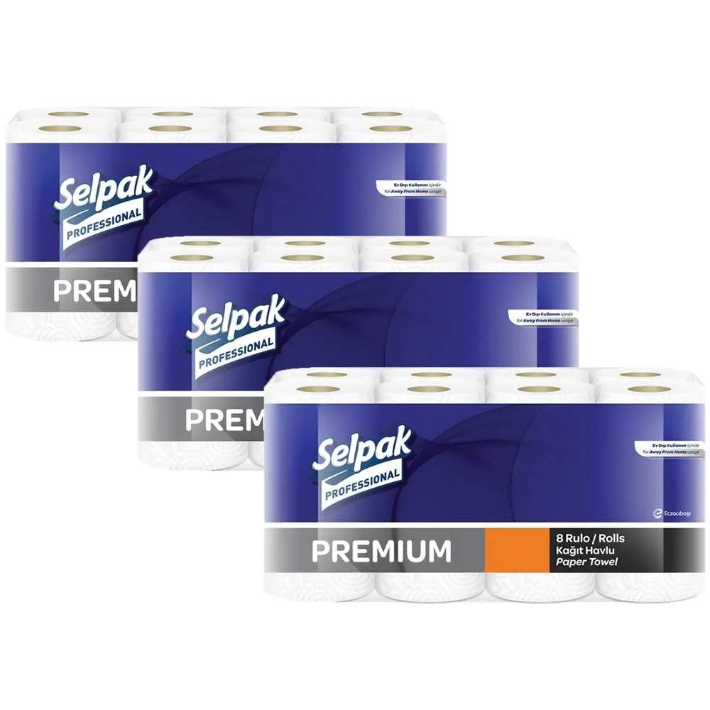 [7906610] Selpak Professional Premium Rulo Havlu 8x3 Paket 24'lü